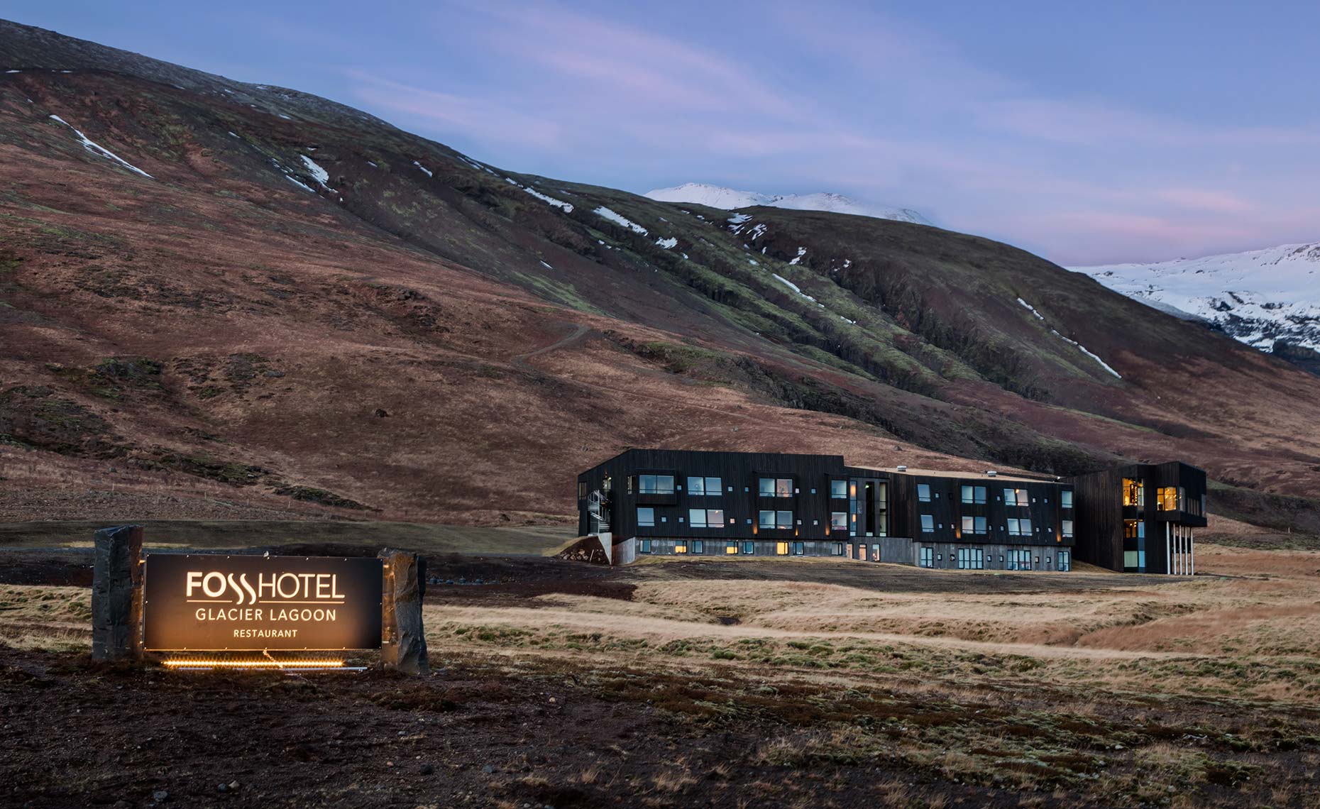 Exterior photograph of a luxury hotel in Iceland resort by Charleston Beaufort South Carolina based architectural hotel and resort photographer Richard Steinberger