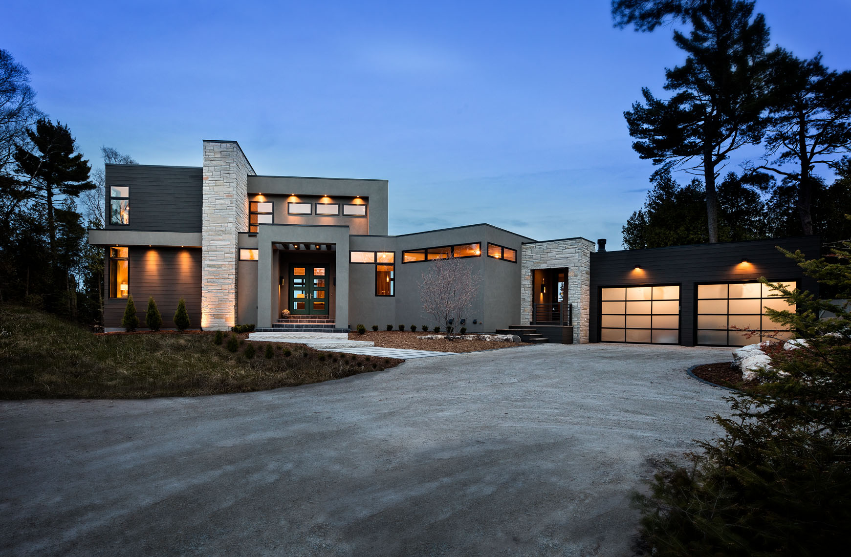 Architectural exterior of residential luxury home Door County Wisconsin