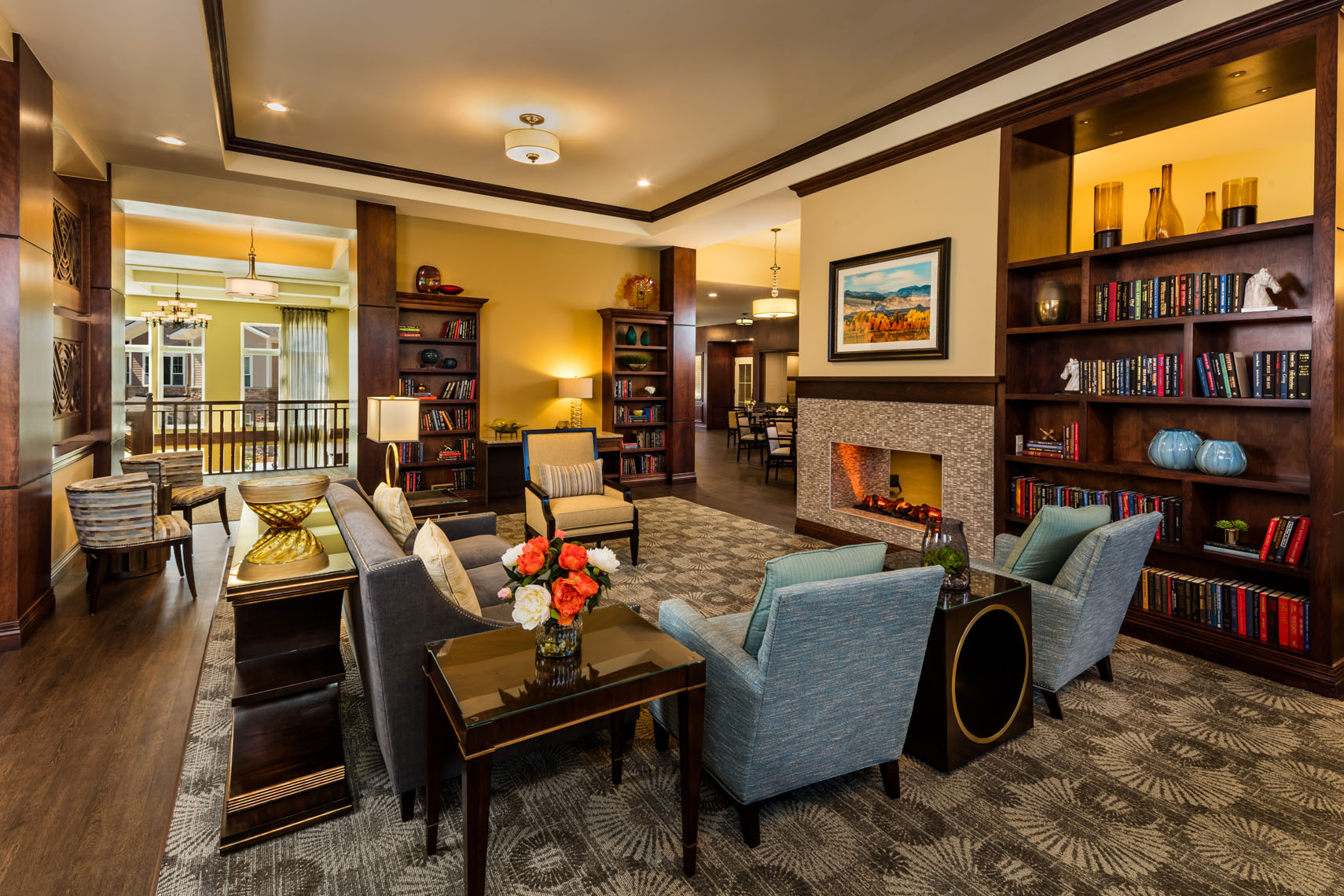 Senior living retirement facility /building photographed for the architect and interior designer in denver colorado